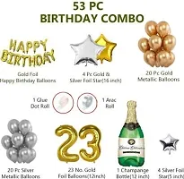 Krido Gold  Silver withBirthday Foil Balloon, Arc, GlueDot Stars | Birthday Decoration Item (Set of 60)-thumb1