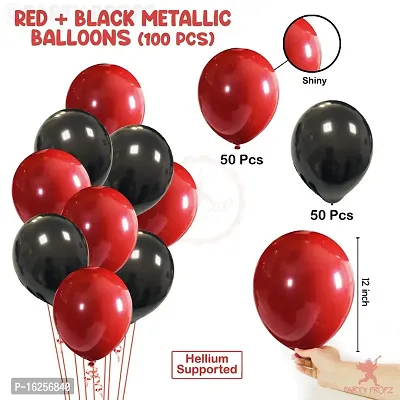 KridoGolden Latex  Confetti balloons for birthday decoration items - 18Pcs Pack balloons for birthday (BLACK RED)-thumb2