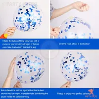 KridoPack of 18 Pcs Blue Latex  Confetti balloons for boys birthday decoration items/balloons for boy birthday party(WHITE BLUE)-thumb2