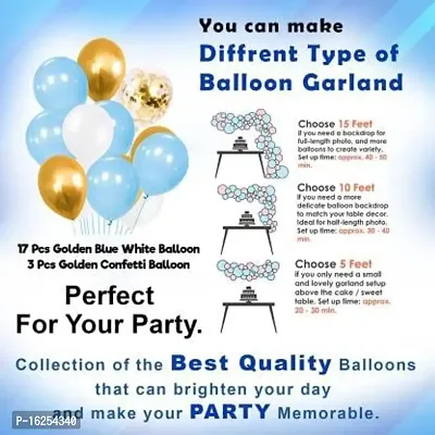 Krido Birthday Decorations Kit/ White Net For Decoration-26Pcs Blue And Golden Balloon (Set of 26)-thumb3