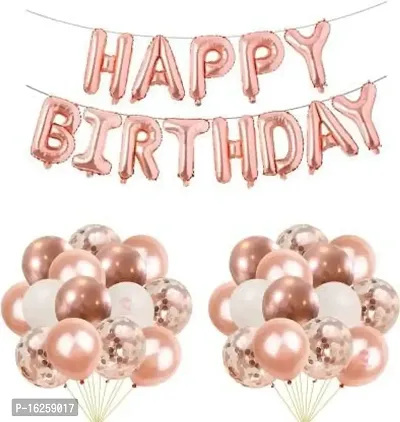 Krido Happy Birthday Decoration Kit 33 pc Combo with Rose Gold Birthday Banner