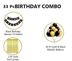 Krido 33 Pcs Combo Set for Happy Birthday Decoration Metallic Foil Balloons with Happy Birthday Letter  Birthday Decorations Items (Gold, Black)-thumb1