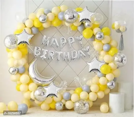 Krido Yellow Grey Silver Balloon Birthday Foil Moon Arch Glue Birthday Decoration Item