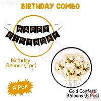 Krido Happy Birthday Banner Rubber Balloons Decoration Combo - 9Pcs For Birthday Decoration Balloons-thumb1