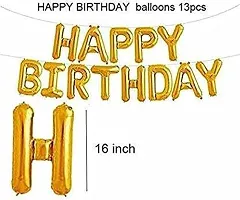 Krido Solid Happy Birthday Golden Foil Letter Balloons(13 foil latter 1 pack) With 30 Pic Black Gold Balloons And 2 Pcs Golden Metallic Rubber Fringe Shiny Curtains Balloon (Gold, Black, Pack of 45).-thumb2