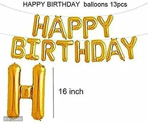 Krido Solid Happy Birthday Golden Foil Letter Balloons(13 foil latter 1 pack) With 30 Pic Black Gold Balloons And 2 Pcs Golden Metallic Rubber Fringe Shiny Curtains Balloon (Gold, Black, Pack of 45).-thumb3