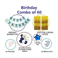 Krido Happy Birthday Decoration Kit -60 Pc Blue Gold Banner Birthday Decorations Items for Bday Lights Combo Pack Set, Husband,Wife, First, 2nd,30th,40th,50th Theme (Set of 60)-thumb1