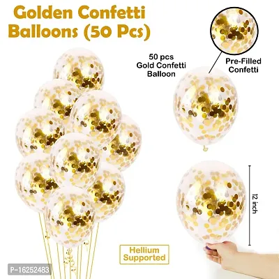 KridoGolden Latex  Confetti balloons for birthday decoration items - 18Pcs Pack balloons for birthday (BLACK YELLOW)-thumb2