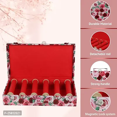 Elegant Bangle Box 6 Rods Bridal Organizer Vanity Box(Rose Red)-thumb3
