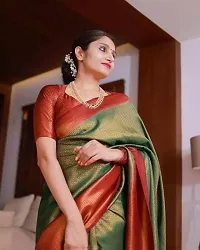 Elegant Green Art Silk Kanjeevaram Saree with Blouse piece-thumb1