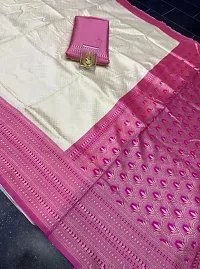 Elegant Cream Art Silk Kanjeevaram Saree with Blouse piece-thumb3