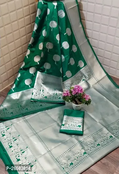 Elegant Green Art Silk Kanjeevaram Saree with Blouse piece