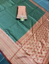 Elegant Green Art Silk Kanjeevaram Saree with Blouse piece-thumb3