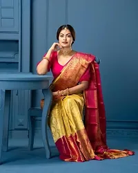 Elegant Yellow Art Silk Kanjeevaram Saree with Blouse piece-thumb2