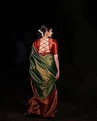 Elegant Green Art Silk Kanjeevaram Saree with Blouse piece-thumb2