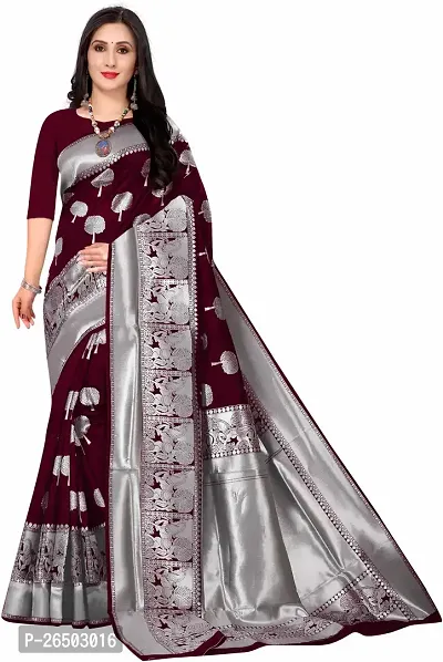 Elegant Maroon Art Silk Kanjeevaram Saree with Blouse piece-thumb3