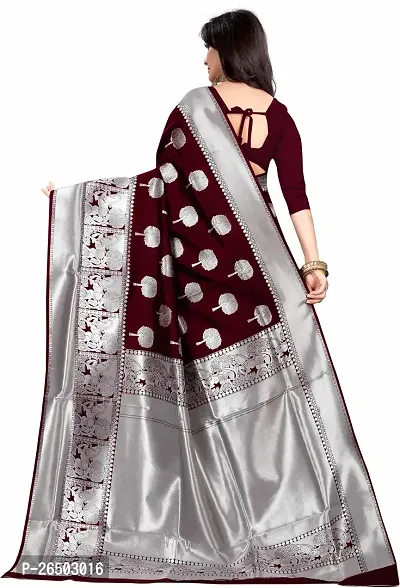 Elegant Maroon Art Silk Kanjeevaram Saree with Blouse piece-thumb4