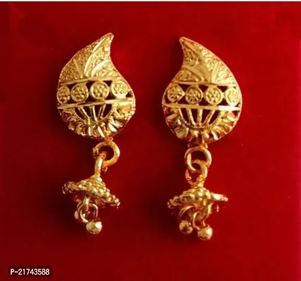 Golden Brass  Jhumkas Earrings For Women-thumb0