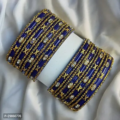 RSE Fashion Bollywood Handcrafted with AD / CZ work glitter fancy Glass Bangles Set ( With special sizes as 2.10 and 2.12 )