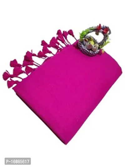 Stylish Khadi Cotton Rani Pink Solid Saree For Women