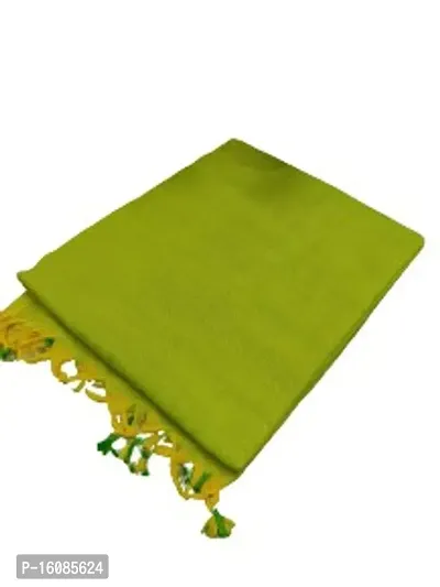 Stylish Khadi Cotton Green Solid Saree For Women-thumb0