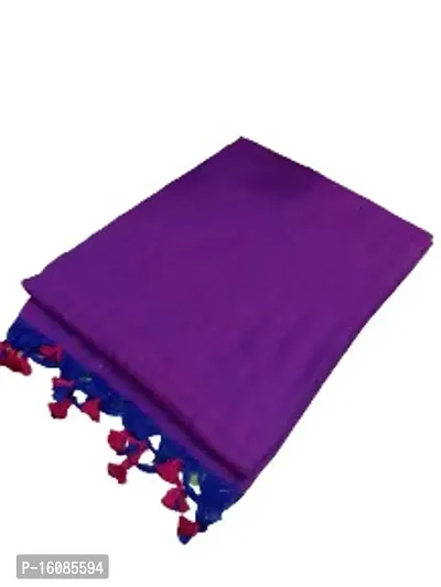 Stylish Khadi Cotton Purple Solid Saree For Women-thumb0