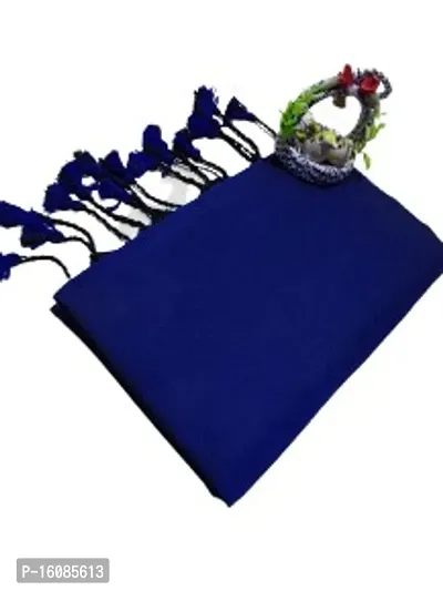 Stylish Khadi Cotton Royal Blue Solid Saree For Women-thumb0