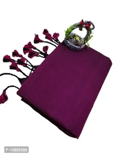 Stylish Khadi Cotton Purple Solid Saree For Women