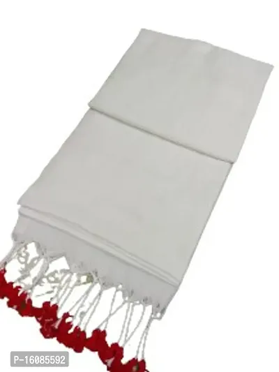 Stylish Khadi Cotton Off  White Solid Saree For Women