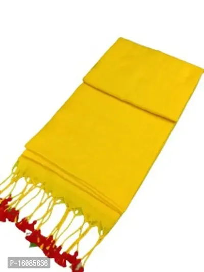 Stylish Khadi Cotton Yellow Solid Saree For Women
