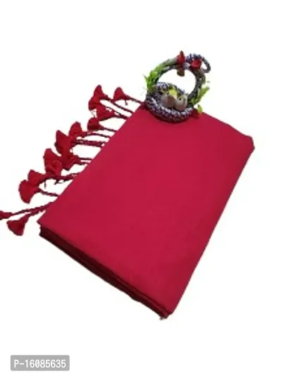 Stylish Khadi Cotton Red Solid Saree For Women