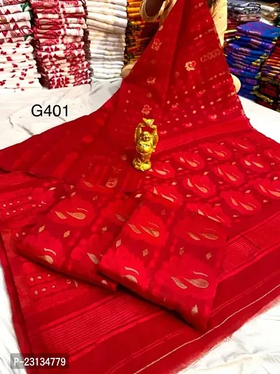 Pure jamdani sarees with blouse piece-thumb0