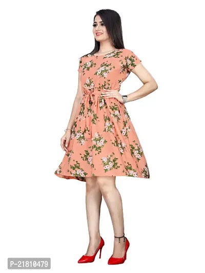 Stylish Multicoloured Crepe Printed Dress For Women-thumb0