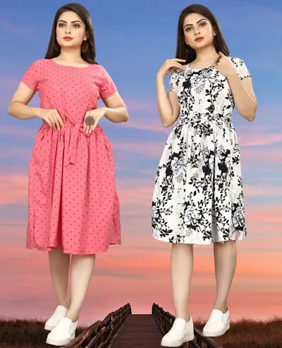 Stylish Crepe Dresses For Women Pack Of 2