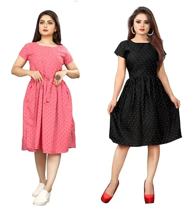 Stylish Crepe Dresses For Women Pack Of 2