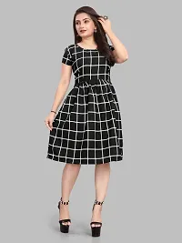 Stylish Black Crepe Checked Dresses For Women And Girls-thumb2