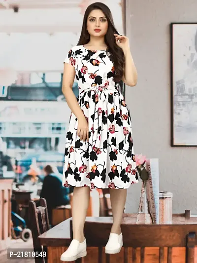 Stylish Multicoloured Crepe Printed Dress For Women-thumb0