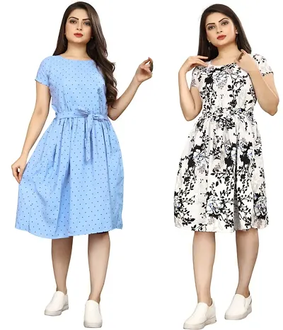 Stylish Crepe Dresses For Women Pack Of 2