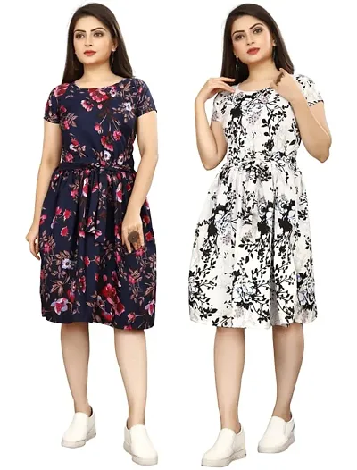 Stylish Crepe Dresses For Women Pack Of 2