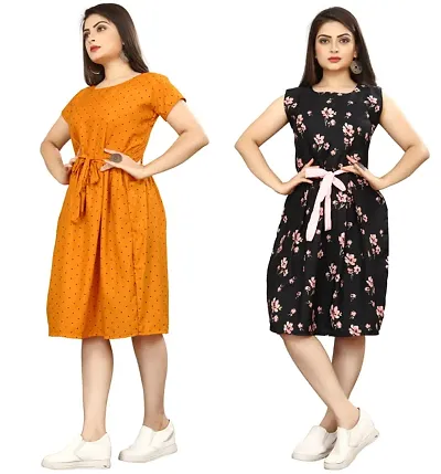 Stylish Crepe Dresses Women Pack Of 2