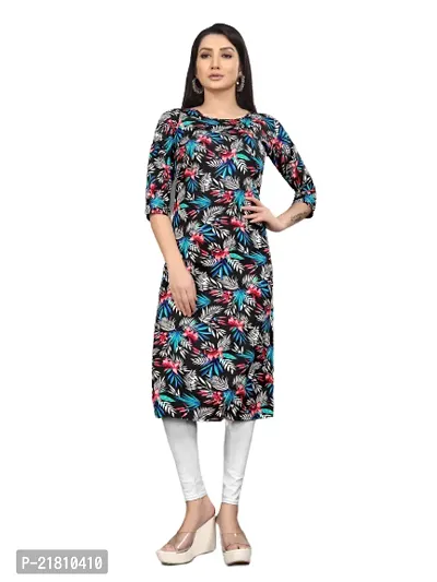 Stylish Multicoloured Crepe Printed Dress For Women-thumb0