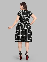 Stylish Black Crepe Checked Dresses For Women And Girls-thumb1