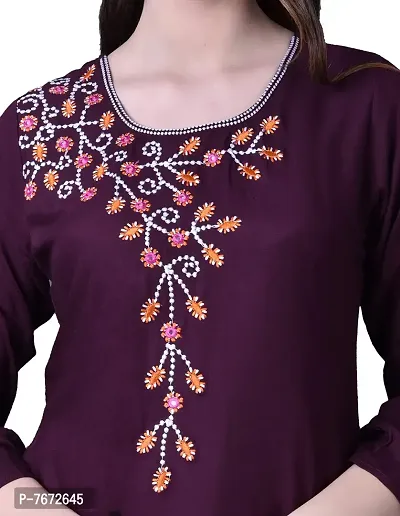 Ziva Fashion Women Cotton Rayon Embroidered Kurta-thumb3