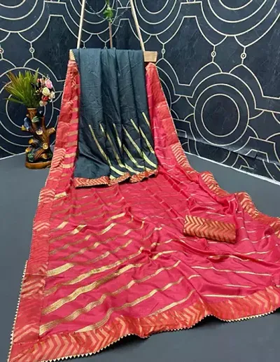 Stylish Silk Blend Zari Saree with Blouse piece For Women