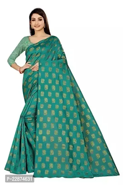 Stylish Organza Green Woven Design Saree with Blouse piece For Women