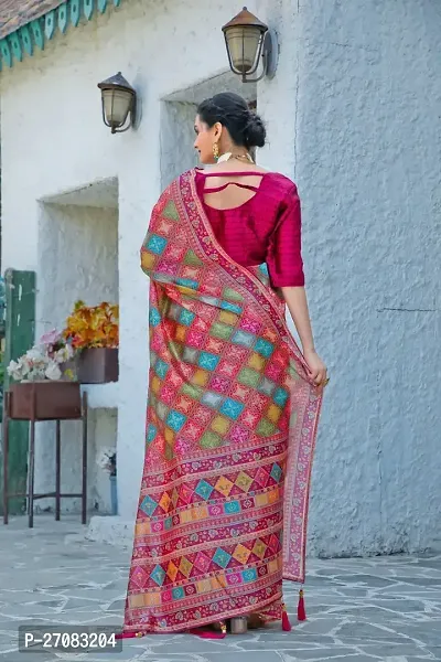Stylish Multicoloured Cotton Silk Digital Print Saree With Blouse Piece For Women-thumb4