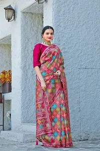 Stylish Multicoloured Cotton Silk Digital Print Saree With Blouse Piece For Women-thumb1
