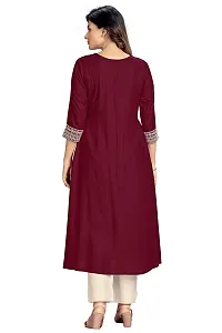 Glomee Rayon Embroidered Naira Cut Kurta for Women (S - 3XL) (XXX-Large, Maroon)-thumb3