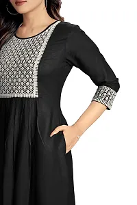 Black Viscose Rayon Embroidered Kurtas For Women-thumb3