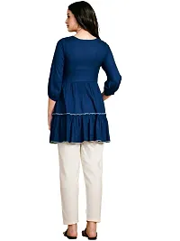 Glomee Flared Pure Viscose Rayon Gathered Embroidered Women?s Tunic_1 Top-thumb1